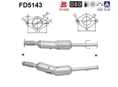 DPF Rußpartikelfilter Dieselpartikelfilter AS FD5143 Cordierit für NISSAN NOTE