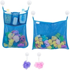 2 Mesh Bath Toy Organizers 6 Hooks Easy Bathtub Shower Caddy for Kids