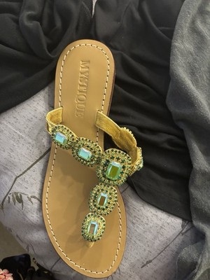Mystique Crystal Embellished Thong Sandals Black Size 9 NIB