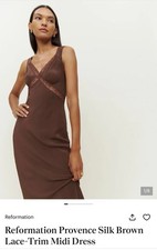 Reformation Womens XS 100% Silk midi Dress Brown Made in USA Wedding Guest Long