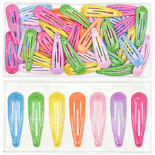 49 Pcs Glitter Metal Hair Clips for Women Teens Girls, 2 Inch Teardrop Snap Hair