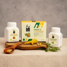 Isha Life Neem  Turmeric Powder in Veg Capsules - Combo Pack of 100 pcs each