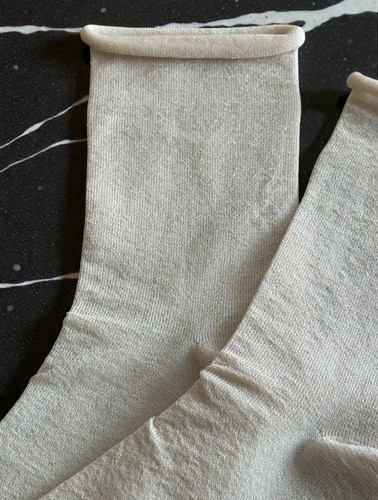 Metallic Beige Sparkle Sheer Socks Glitter Dress Socks Tights One Size