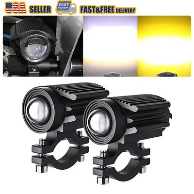 60W LED Motorcycle Headlight Yellow White Hi/Lo Spot Light Driving Fog Lamp ATV