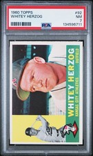 1960 Topps Whitey Herzog PSA 7 NM #92 HOF Baseball Card