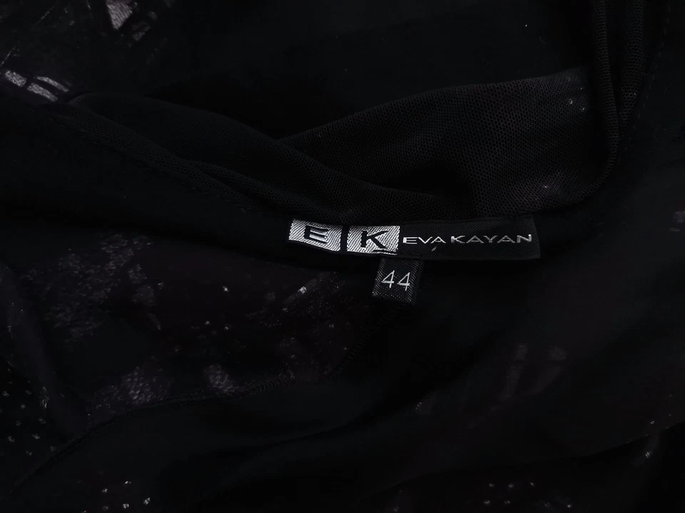 Eva Kayan  T. 44 Noir Midi Robe Droite Viscose Manche longue Asymétrique - Photo 4/4
