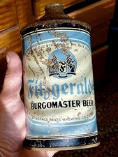 Fitzgerald's Burgomaster Quart Cone Top Beer Can Vintage Antique Troy New York