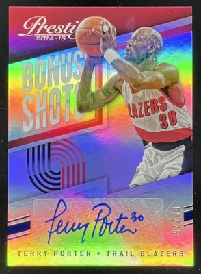 2014-15 Prestige Premium Bonus Shots Autographs Blue #9 Terry Porter Auto /75