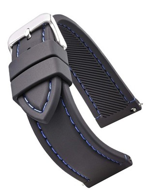 ALPINE Smooth and sporty silicone stitched watch band with quick release spri...