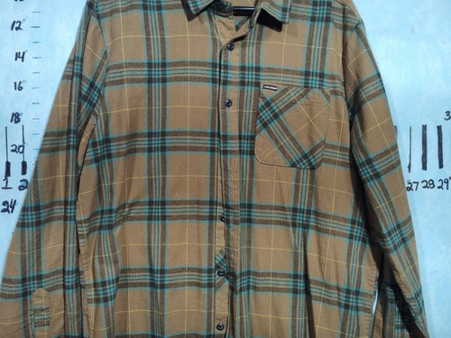 Volcom Mens Brown Button Up Plaid Flannel Shirt Size Medium XL Modern Fit