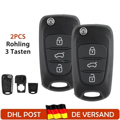 2x Klapp Schlüssel Gehäuse 3 Tasten für Kia Ceed Rio Sportage Rio Soul Venga