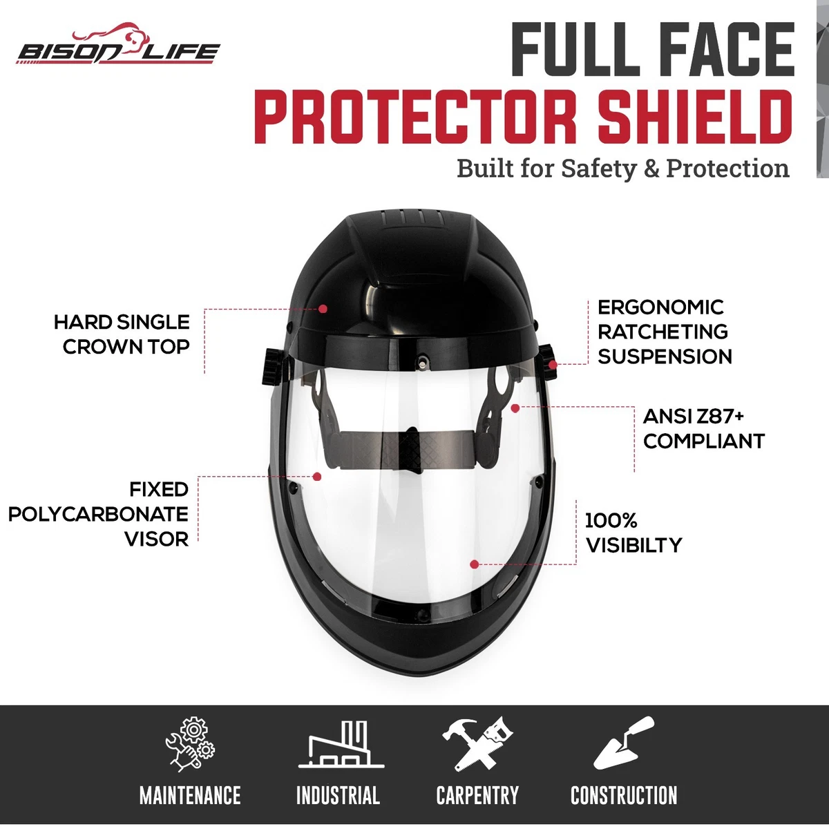 Protector Facial con Cobertura Completa - Reutilizable, Protección de Seguridad Duradera (Pack de 1)