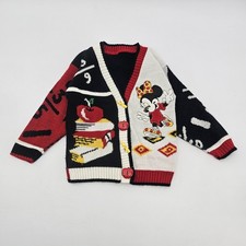 Vtg 90s Y2K Disney Minnie Mouse School Theme Cardigan Sweater Youth Small Medium