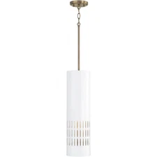Capital Lighting Fixtures 350211AW OPEN BOX Dash Pendant Aged Brass and White