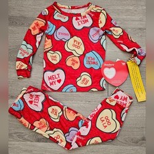 Sweethearts Candies Valentine's Day Kid's Pajama Set Size 4T New