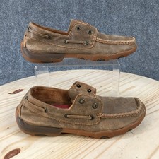 Twisted X Boat Shoes Womens 7 M Driving Mocs WDM0003 Brown Leather No Laces