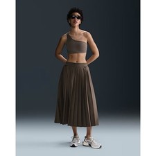 Nike 24.7 Perfect Stretch Brown Pleated Skirt Women's Dri Fit Midi Size Large