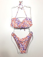 Arena Damen Badeanzug Bikini Bandeau Allover, Lila/Orange/Weiß, DE36 UK/USA32