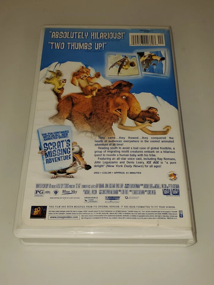 Vintage 2002 ICE AGE VHS Movie Includes Bonus Short "Scrats Mising Adventure" PG - Image 2 of 4