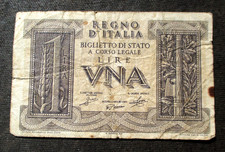 OLD 1 LIRE 1939 BANKNOTE OF ITALY ~ WORLD WAR II