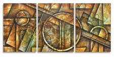 large geometric 3-piece monotone painting original Mike Lang   art home decor