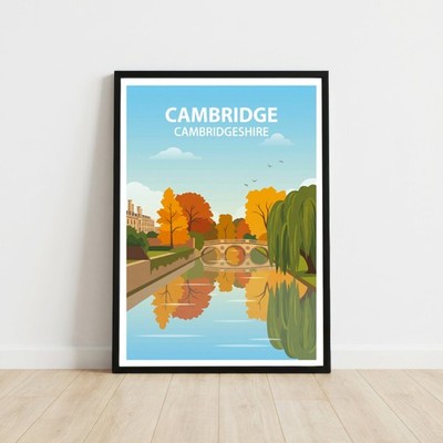 Cambridge Cambridgeshire Reise Poster Wandbild Kunstdruck Urlaubsgeschenk