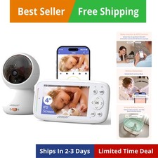 1080P WiFi Baby Monitor with Camera and Audio, Pan-Tilt-Zoom Video Camera, 4'...