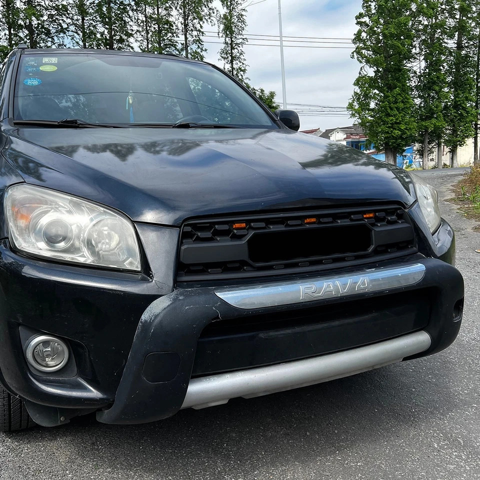 Parrilla delantera para Toyota RAV4 2009 2010 2011 2012 parrilla negra con luces LED Foto 3 de 4