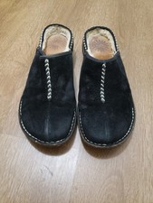 UGG Women s Slip-On Mule Slippers Black Suede Sheepskin Lined US 9 EU 40