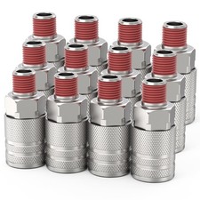 12 PCS 1/4 Inch NPT Male Industrial 4Ball Quick Connect Air Hose Coupler