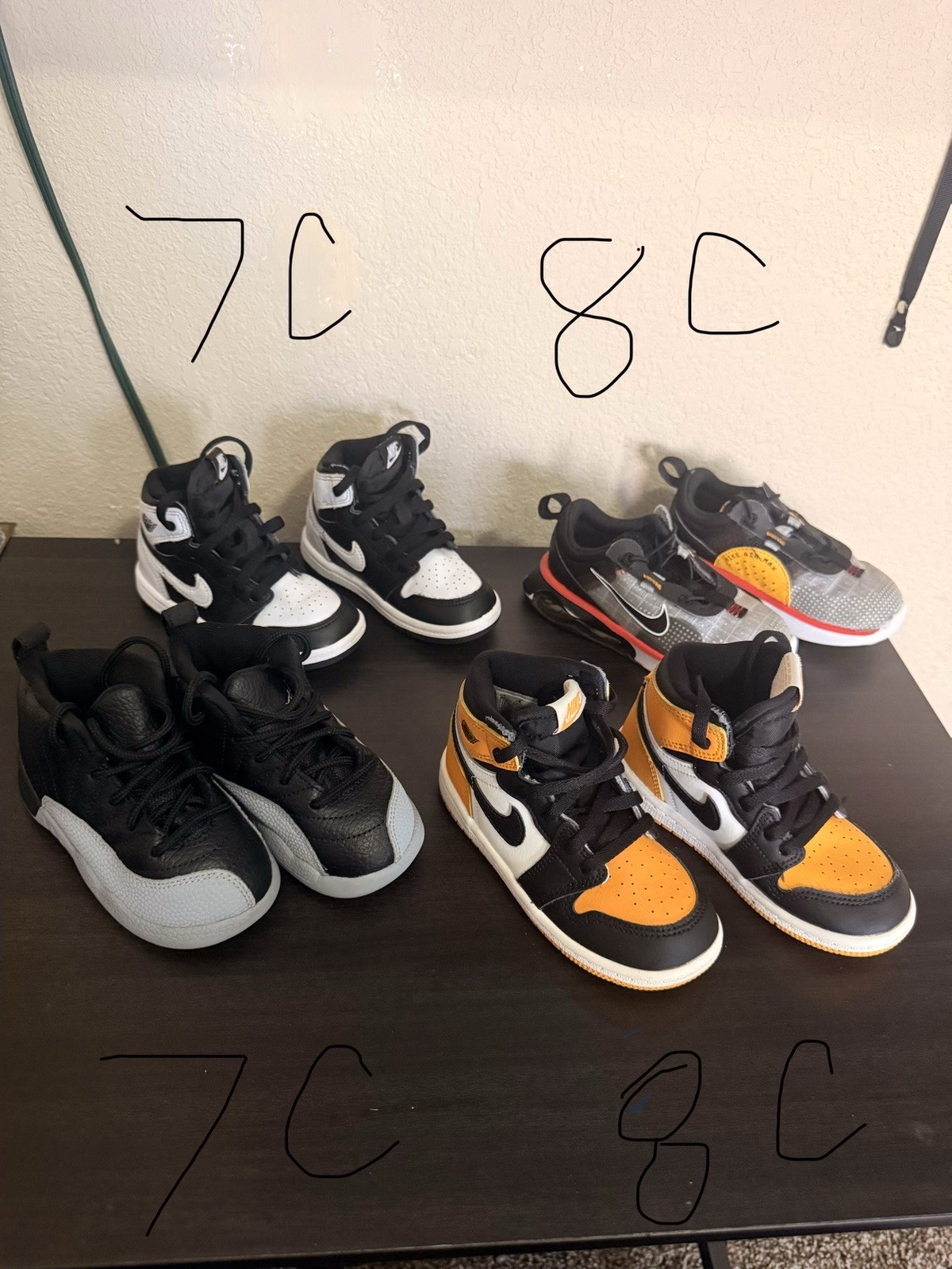 7c 8c Black White Orange Athletic Shoes