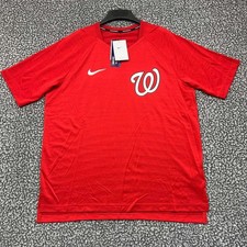 Nike Dri-Fit Shirt Men Large Washington Nationals Short Sleeve V Neck New L