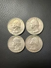 $1 face value Lot of 4 WASHINGTON 90% SILVER QUARTERS -1964