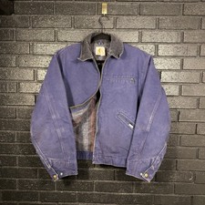 Vintage 80s Carhartt Detroit Jacket Mens M - L Faded Navy Blue Blanket Lined