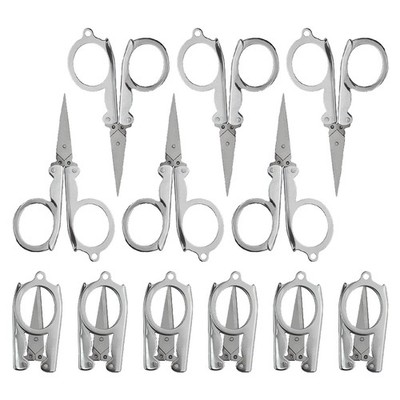 XINMEIWEN 12pc Portable Folding Travel Scissors, Stainless 3.8 x 2.4in, 12