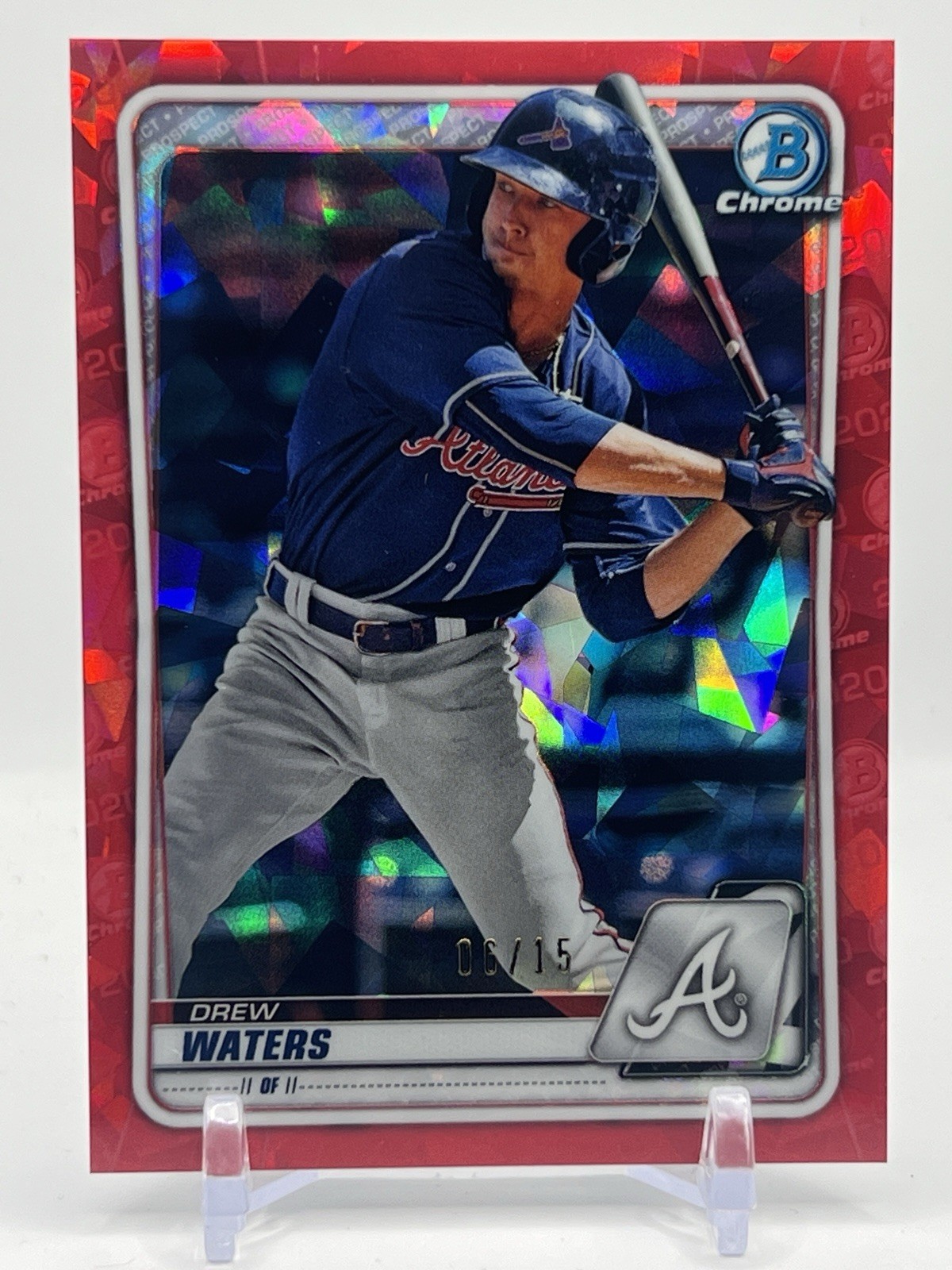 2020 Bowman Sapphire Drew Waters RED #’ed / 15 RC Kansas City Royals #BCP-2