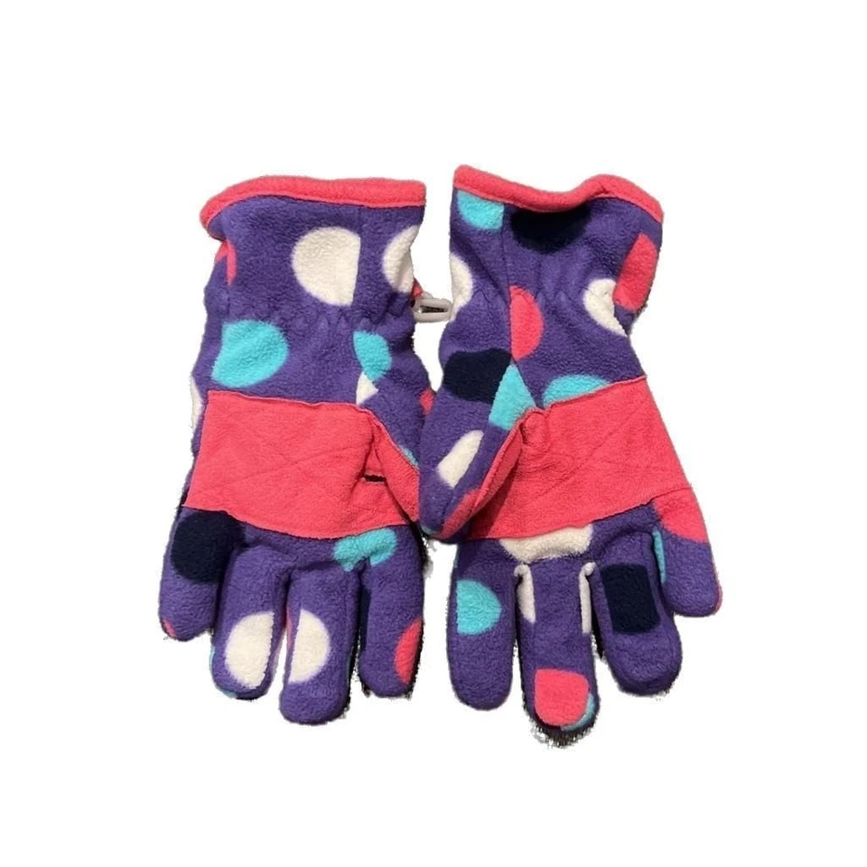 Kids Purple Polka Dot Fleece Gloves - Warm & Playful. Jumping Bean Brand - Image 3 of 4