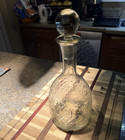 Clear Etched Glass Decanter w/ Lid Stopper, Floral Vintage Style, 1 L — photo 1