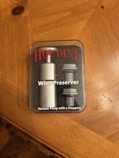 Houdini Wine Preserver Vacuum Pump Two Bottle Stoppers. New!