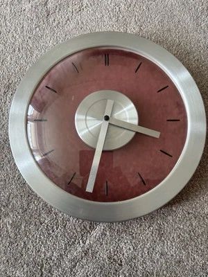 Ikea DASSIGT Vintage Wall Clock Rare Design Pink Transparent Brushed Aluminium - Image 1 of 4