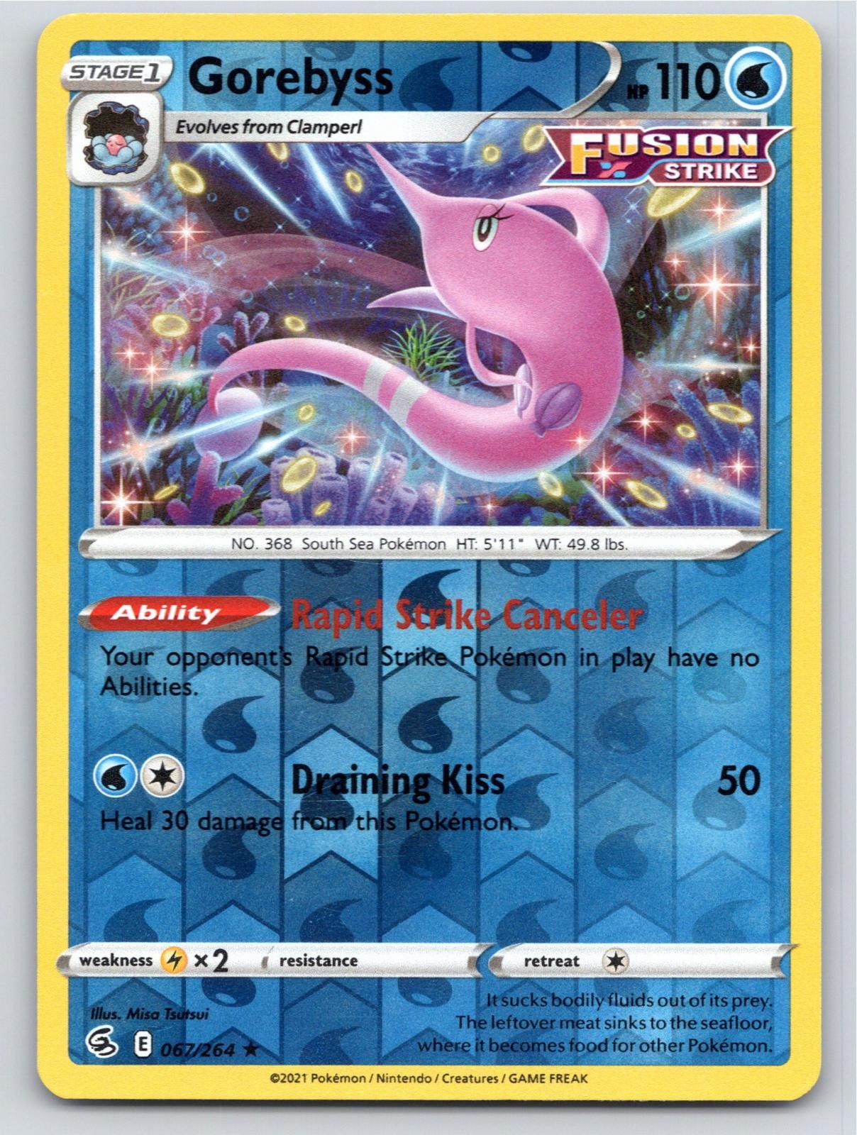 2021 POKEMON GOREBYSS FUSION STRIKE 067/264 REVERSE HOLO RARE NM A45543 FREE S&H
