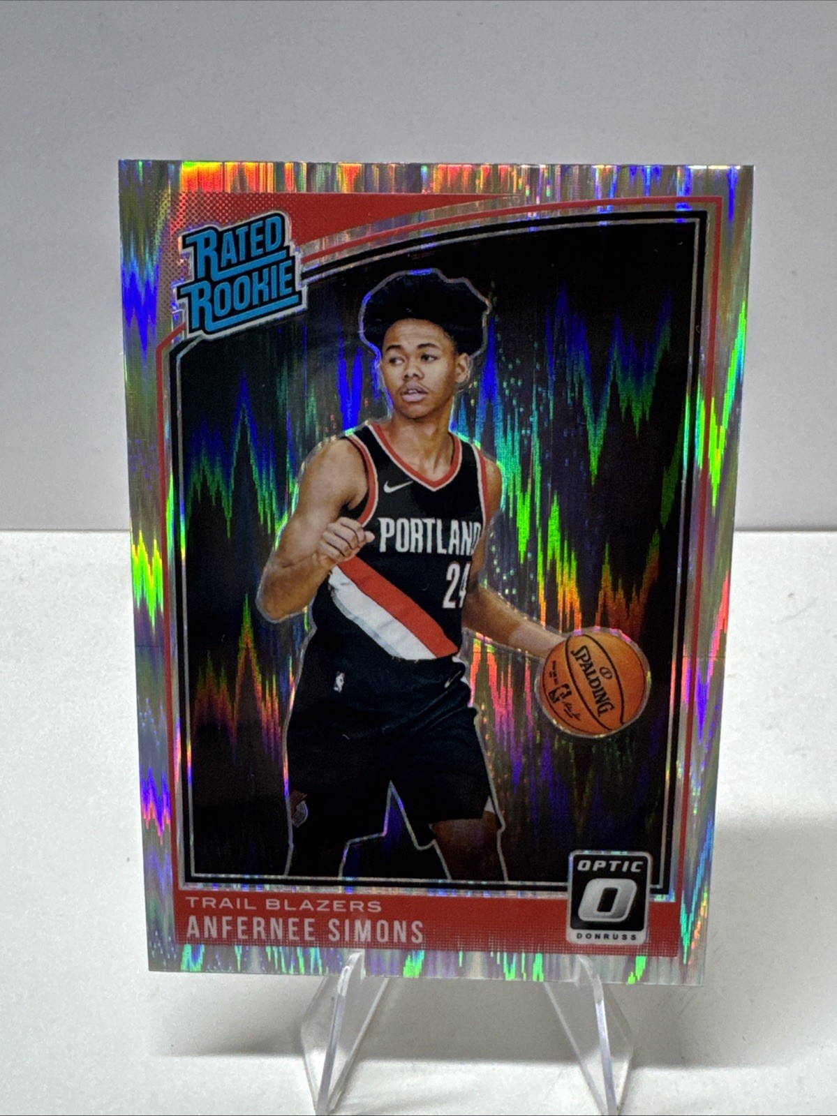 2018-19 Panini Donruss Optic -Rated Rookie Anfernee Simons #186 Shock Prizm (RC)