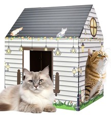 Cardboard Cat House with Scratcher 16"x 13"x19" Cat Scratch House for Indoor ...