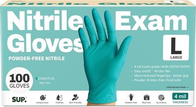 Powder-Free Nitrile Exam Gloves, 100 Count Food Safe Latex-Free Disposable