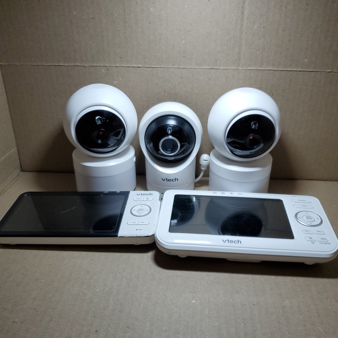Lot Of Vtech Baby Monitors And Cameras 2 Monitors And 3 Cameras All Working W/Ps