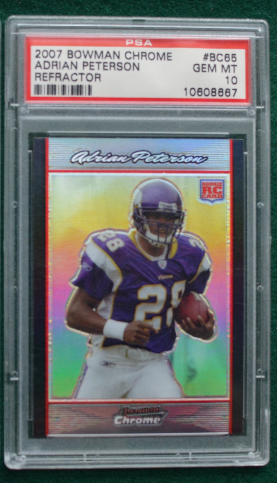 Adrian Peterson rookie card PSA 10  2007 Bowman Chrome Refractor Vikings RC SP view 4