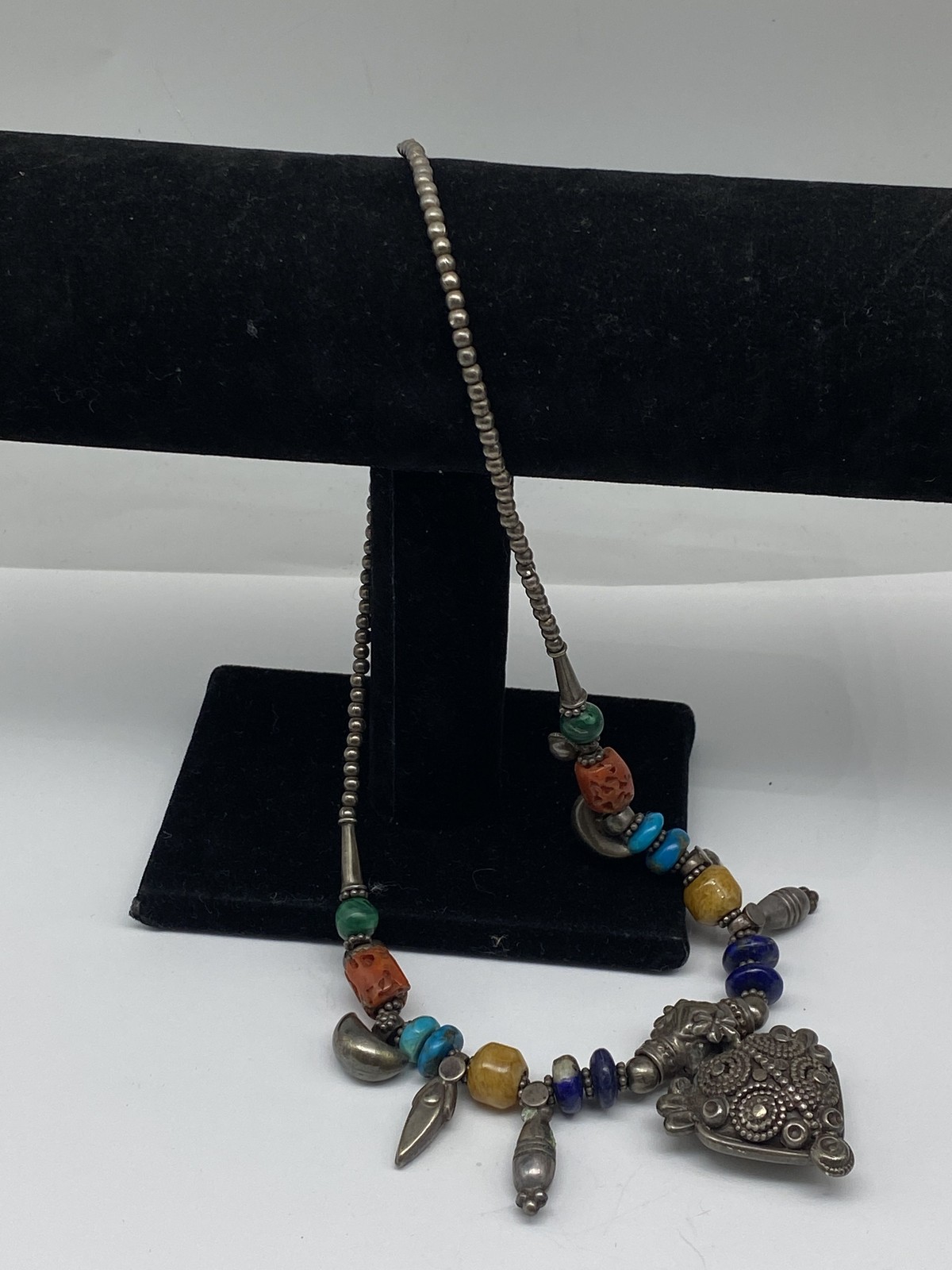 Sterling Silver Multi Beads Pendant Necklace 60.0g - image 6