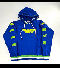 Off-White Men's 2XL Racing Logo Pullover Hoodie Blue 100 Authentic NWT