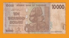 ZIMBABWE 10000 10,000 DOLLARS, 2008, P-72, AA  WELL CIRCULATED NOTE