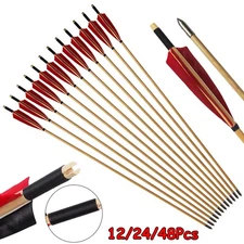 Handmade Tradition Hunting 32" Wooden Arrows Turkey Feather With Medieval Tips